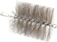 Schaefer Brush - 4-1/2" Brush Length, 4" Diam, Double Stem, Double Spiral Tube Brush - 7-1/4" Long, Stainless Steel, 1/4" NPSM Male Connection - Caliber Tooling