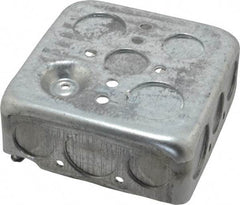 Thomas & Betts - 2 Gang, (14) 1/2 & 3/4" Knockouts, Steel Square Junction Box - 4" Overall Height x 4" Overall Width x 1-1/2" Overall Depth - Caliber Tooling