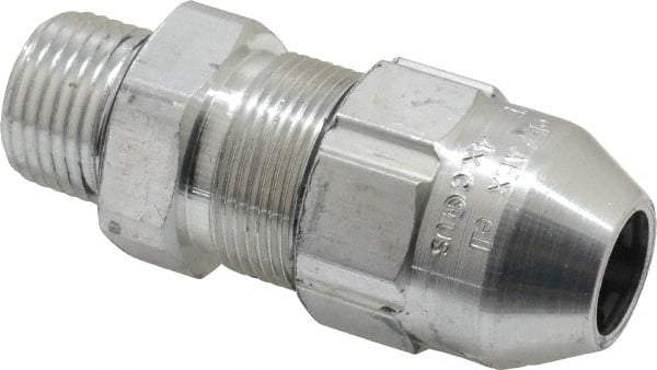 Thomas & Betts - 1/4 to 0.4" Cable Capacity, Class 1, Gas & Vapor Environments, Straight Strain Relief Cord Grip - 1/2 NPT Thread, Aluminum - Caliber Tooling