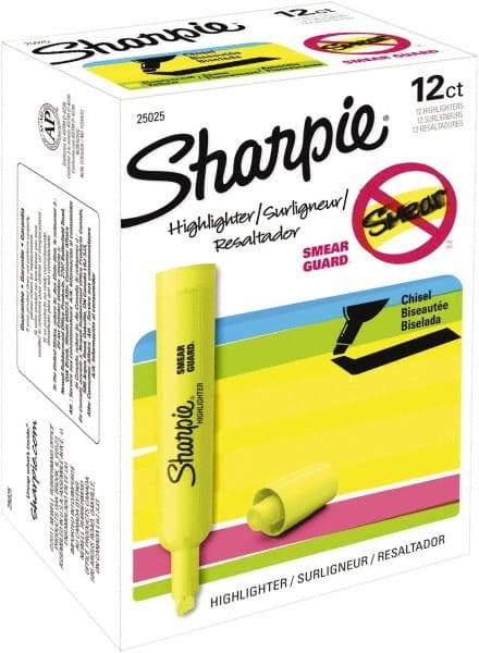 Sharpie - Fluorescent Yellow Highlighter - Chisel Tip, AP Nontoxic Ink - Caliber Tooling