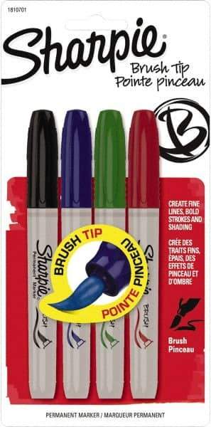 Sharpie - Black, Blue, Green, Red Permanent Marker - Brush Tip, AP Nontoxic Ink - Caliber Tooling