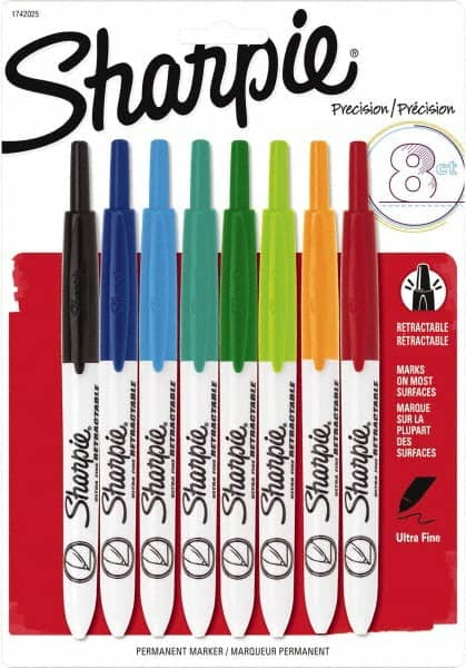 Sharpie - Assorted Colors, Permanent Marker - Retractable Ultra Fine Tip, AP Nontoxic Ink - Caliber Tooling