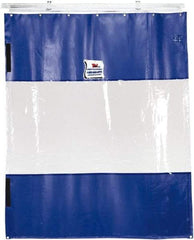 TMI, LLC - 12' Door Width x 8' Door Height PVC Solid with Vision Panel (Style) Industrial Curtain Kit - Blue/Clear - Caliber Tooling