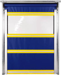 TMI, LLC - 8' Door Width x 8' Door Height PVC Solid with Vision Panel & In-Tube Motorized (Style) Roll Up Dock Screen - Blue/Yellow/Clear - Caliber Tooling