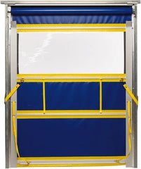 TMI, LLC - 10' Door Width x 12' Door Height PVC Solid with Vision Panel & Spring Loaded Manual (Style) Roll Up Dock Screen - Blue/Yellow/Clear - Caliber Tooling