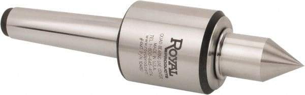 Royal Products - MT5 Morse Taper, 2.45" Head Diam Live Center - 5,000 Max RPM, 2.78" Head Length, 1-1/4" Point Diam, 2.35" Point Len, 1,230 Lb Max Workpc, Long Point - Caliber Tooling