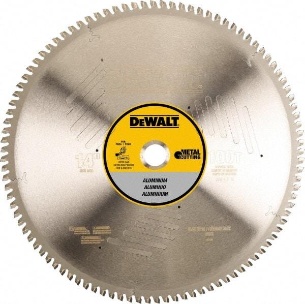 DeWALT - 14" Diam, 1" Arbor Hole Diam, 100 Tooth Wet & Dry Cut Saw Blade - Steel, Crosscutting Action, Standard Round Arbor - Caliber Tooling