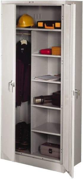 Tennsco - 6 Shelf Combination Storage Cabinet - Steel, 36" Wide x 24" Deep x 78" High, Light Gray - Caliber Tooling