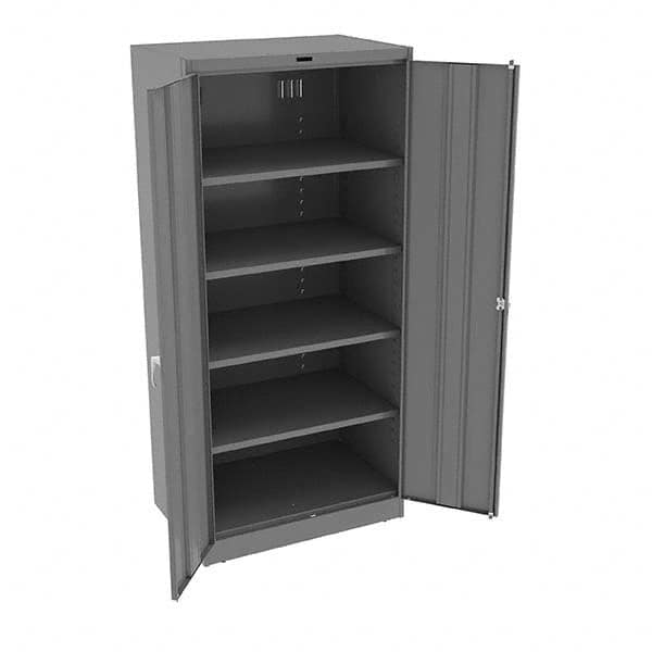 Tennsco - 5 Shelf Locking Storage Cabinet - Steel, 36" Wide x 24" Deep x 78" High, Medium Gray - Caliber Tooling