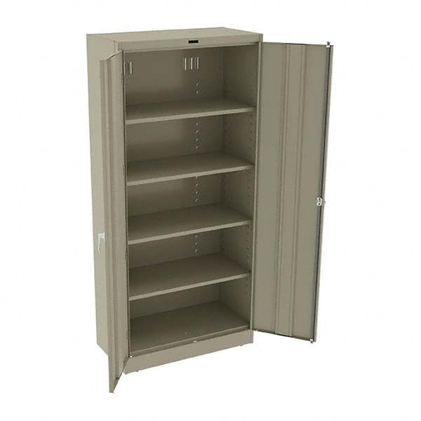 Tennsco - 5 Shelf Locking Storage Cabinet - Steel, 36" Wide x 18" Deep x 78" High, Sand - Caliber Tooling