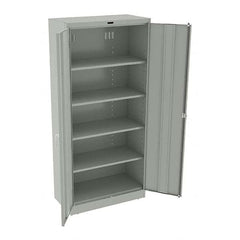 Tennsco - 5 Shelf Locking Storage Cabinet - Steel, 36" Wide x 18" Deep x 78" High, Light Gray - Caliber Tooling