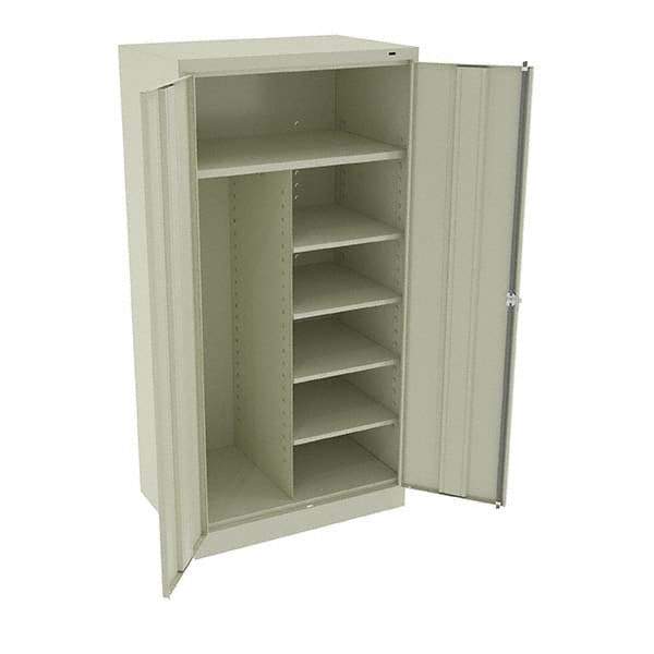 Tennsco - 6 Shelf Combination Storage Cabinet - Steel, 36" Wide x 24" Deep x 72" High, Champagne/Putty - Caliber Tooling