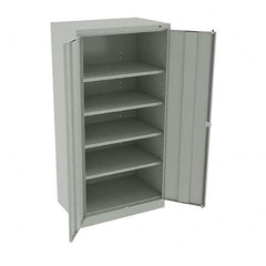 Tennsco - 5 Shelf Locking Storage Cabinet - Steel, 36" Wide x 24" Deep x 72" High, Light Gray - Caliber Tooling