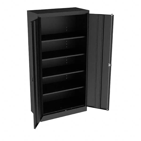 Tennsco - 5 Shelf Locking Storage Cabinet - Steel, 36" Wide x 18" Deep x 72" High, Black - Caliber Tooling