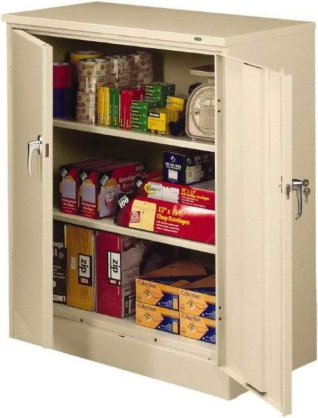 Tennsco - 3 Shelf Locking Storage Cabinet - Steel, 36" Wide x 24" Deep x 42" High, Sand - Caliber Tooling