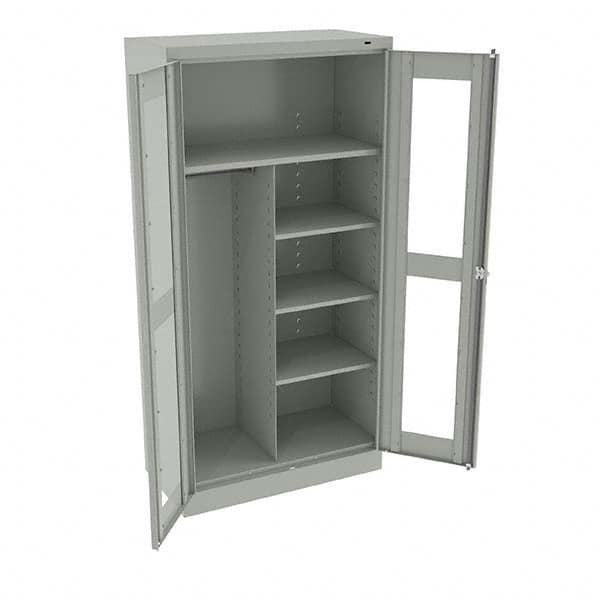 Tennsco - 6 Shelf Combination Storage Cabinet - Steel, 36" Wide x 18" Deep x 72" High, Light Gray - Caliber Tooling