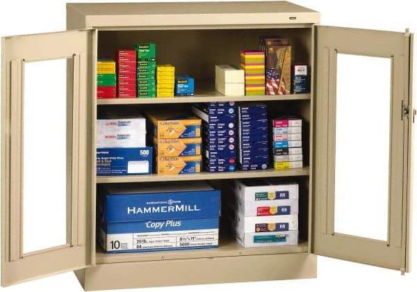 Tennsco - 3 Shelf Visible Storage Cabinet - Steel, 36" Wide x 18" Deep x 42" High, Champagne/Putty - Caliber Tooling