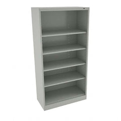 Tennsco - 5 Shelf, 150 Lb. Capacity, Closed Shelving Storage Cabinets and Lockers - 36 Inch Wide x 18 Inch Deep x 72 Inch High, Light Gray - Caliber Tooling