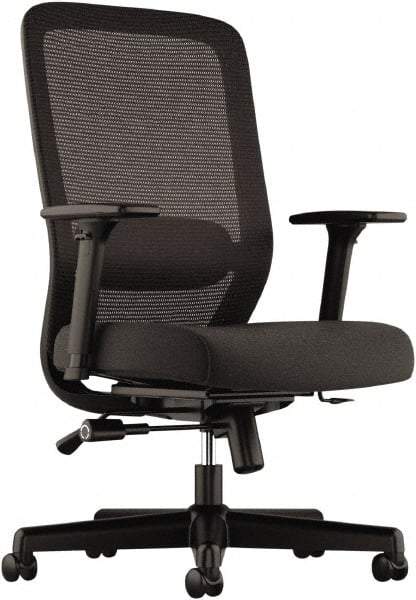 Basyx - 43" High Executive Chair - 25" Wide x 26-3/4" Deep, 100% Polyester Seat, Black - Caliber Tooling