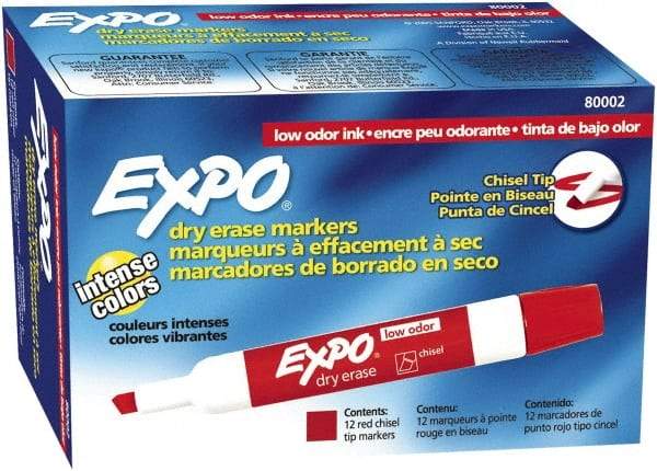 Expo - Red Low Odor Chisel Tip 12 Pack Dry Erase Markers - For Use with Dry Erase Marker Boards - Caliber Tooling