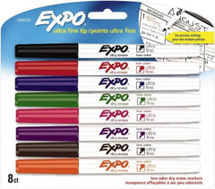 Expo - Black, Blue, Brown, Green, Orange, Pink, Purple & Red Low Odor Ultra Fine Tip 8 Pack Dry Erase Markers - For Use with Dry Erase Marker Boards - Caliber Tooling