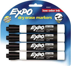 Expo - Black Low Odor Chisel Tip 4 Pack Dry Erase Markers - For Use with Dry Erase Marker Boards - Caliber Tooling