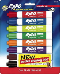 Expo - Black, Blue, Brown, Green, Orange, Pink, Purple & Red Low Odor Chisel Tip 8 Pack Dry Erase Markers - For Use with Dry Erase Marker Boards - Caliber Tooling