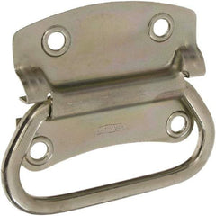 National Mfg. - 3-1/2" Wide Plate x 2-39/50" High Plate, 2-3/4" Bail ID, #0, Steel Chest Handle - #6 Screw, 4.23" Wide x 3.53" High, 0.28" Mounting Hole Diam, Zinc Plated, 4 Holes - Caliber Tooling