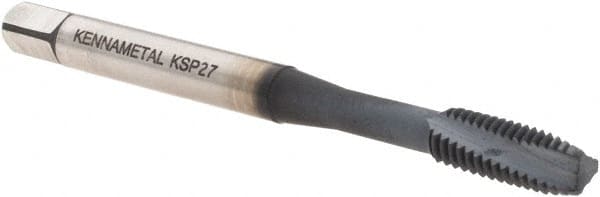 Kennametal - #10-32 UNF 2 Flute 2B Modified Bottoming Spiral Flute Tap - Vanadium High Speed Steel, AlCrTiN Finish, 2-3/8" OAL, Right Hand Flute, Right Hand Thread, H3, Series T692 - Caliber Tooling