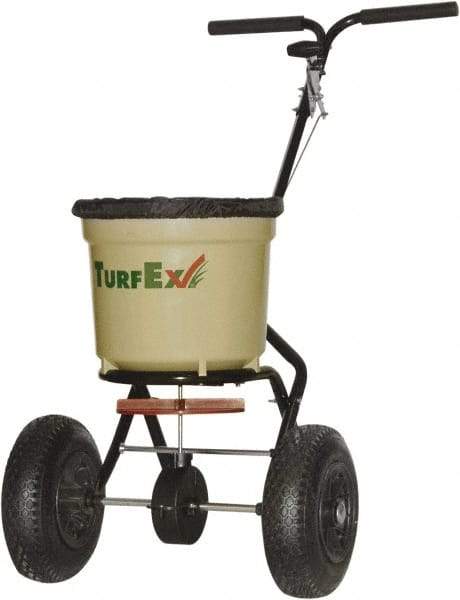 Trynex - 50 Lb Polyethylene Walk Behind Broadcast Landscape Spreader - 10" Pneumatic Wheels - Caliber Tooling