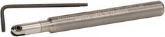 Kennametal - 1/4" Cut Diam, 1/8" Max Depth of Cut, 1/4" Shank Diam, 100mm OAL, Indexable Ball Nose End Mill - 40mm Head Length, Straight Shank, KDMB Toolholder, KDMB 0250.. Insert - Caliber Tooling