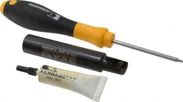 Kennametal - 1/2" Cut Diam, 0.404" Max Depth of Cut, 5/8" Shank Diam, 3-1/2" OAL, Indexable Square Shoulder End Mill - EC10.., EP10.. Inserts, Cylindrical Shank, 0° Lead Angle, Through Coolant - Caliber Tooling