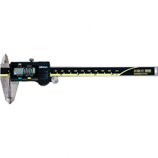 Mitutoyo - 0 to 6" Range 0.01mm Resolution, Electronic Caliper - Steel with 40mm Carbide-Tipped Jaws, 0.001" Accuracy, SPC Output - Caliber Tooling