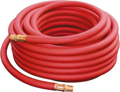 PRO-SOURCE - 3/8" ID x 0.69" OD 75' Long Oil Resistant Air Hose - MNPT x MNPT Ends, 300 Working psi, -40 to 212°F, 1/4" Fitting, Red - Caliber Tooling