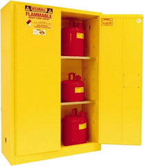 Securall Cabinets - 2 Door, 2 Shelf, Yellow Steel Standard Safety Cabinet for Flammable and Combustible Liquids - 65" High x 43" Wide x 18" Deep, Manual Closing Door, 3 Point Key Lock, 45 Gal Capacity - Caliber Tooling