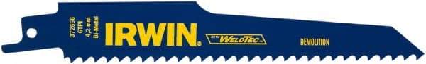 Irwin Blades - 6" Long, Bi-Metal Reciprocating Saw Blade - Tapered Profile, 6 TPI, Toothed Edge, Tang Shank - Caliber Tooling