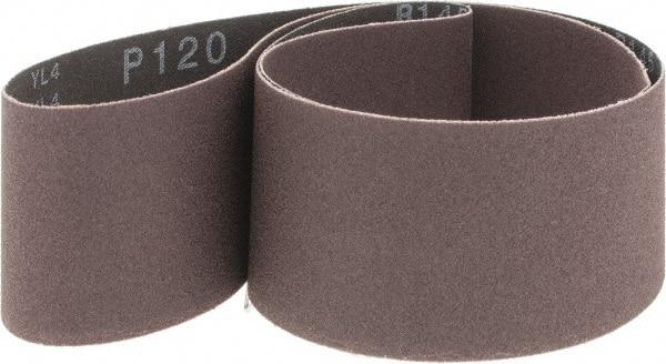 Made in USA - 2" Wide x 42" OAL, 120 Grit, Aluminum Oxide Abrasive Belt - Aluminum Oxide, Medium, Coated, X Weighted Cloth Backing - Caliber Tooling