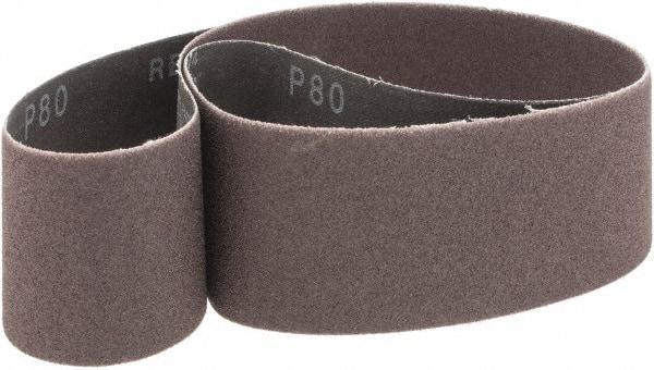 Made in USA - 2" Wide x 42" OAL, 80 Grit, Aluminum Oxide Abrasive Belt - Aluminum Oxide, Medium, Coated, X Weighted Cloth Backing - Caliber Tooling