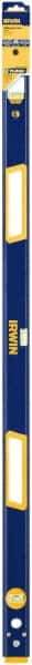 Irwin - 48" Long 3 Vial Box Beam Level - Aluminum, Blue/Yellow, 1 Level & 2 Plumb Vials - Caliber Tooling