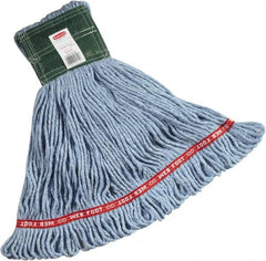 Rubbermaid - 1" Green Head Band, Medium Blended Fiber Loop End Mop Head - 4 Ply, Side Loading Connection - Caliber Tooling