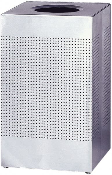 Rubbermaid - 20 Gal Silver Square Decorative Waste Receptacle With Top - Stainless Steel, 30" High x 476.25mm Long x 476.25mm Wide - Caliber Tooling