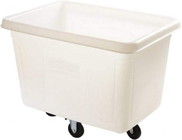 Rubbermaid - 500 Lb Load Capacity, 16 Cu Ft, 12.9 Bushels, Polyethylene Cube Truck - 31" Wide x 43-3/4" Long x 37" High, White - Caliber Tooling