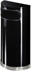 Rubbermaid - 9 Gal Black Half-Round Decorative Waste Receptacle With Top - Steel, 813mm High x 457.2mm Wide - Caliber Tooling