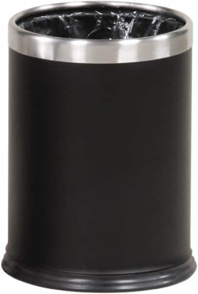 Rubbermaid - 3-1/2 Gal Black Round Decorative Waste Receptacle With Top - Steel, 318mm High - Caliber Tooling