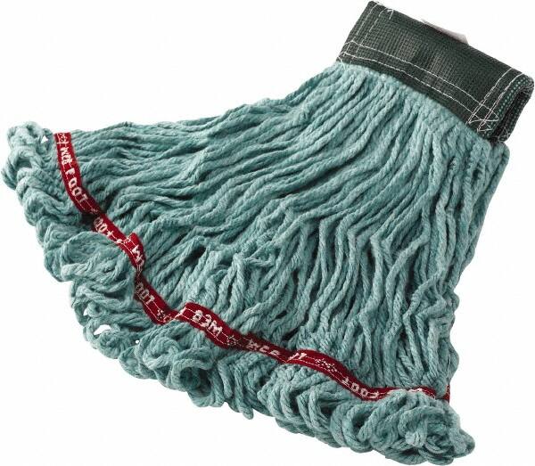 Rubbermaid - 1" Green Head Band, Medium Blended Fiber Loop End Mop Head - 4 Ply, Side Loading Connection - Caliber Tooling