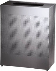 Rubbermaid - 22-1/2 Gal Silver Rectangle Decorative Waste Receptacle With Top - Steel, 30" High x 24" Long x 24" Wide - Caliber Tooling