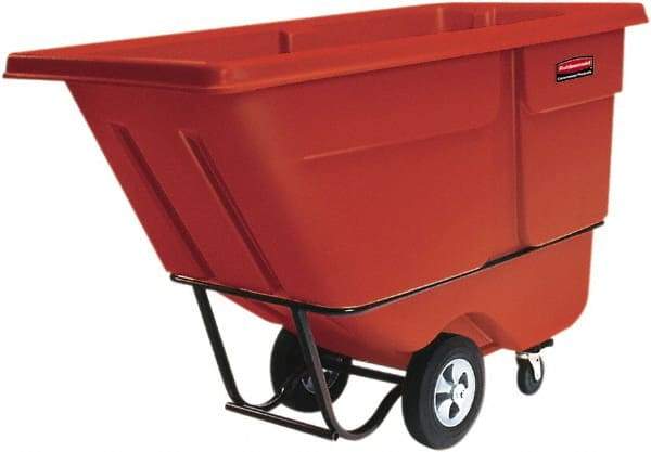 Rubbermaid - 1,250 Lb Load Capacity, 1 Cu Yd, Polyethylene Tilt Truck - 33-1/2" Wide x 72-1/4" Long, Red - Caliber Tooling