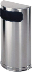 Rubbermaid - 9 Gal Silver Half-Round Decorative Waste Receptacle With Top - Steel, 32" High x 18" Wide - Caliber Tooling