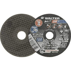 WALTER Surface Technologies - 2" 24 Grit Aluminum Oxide Cutoff Wheel - 1/16" Thick, 5/16" Arbor, 31,000 Max RPM, Use with Die Grinders - Caliber Tooling