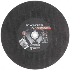 WALTER Surface Technologies - 14" 24 Grit Aluminum Oxide Cutoff Wheel - 1/8" Thick, 20mm Arbor, 5,400 Max RPM, Use with Electric & Gas Powered Saws - Caliber Tooling